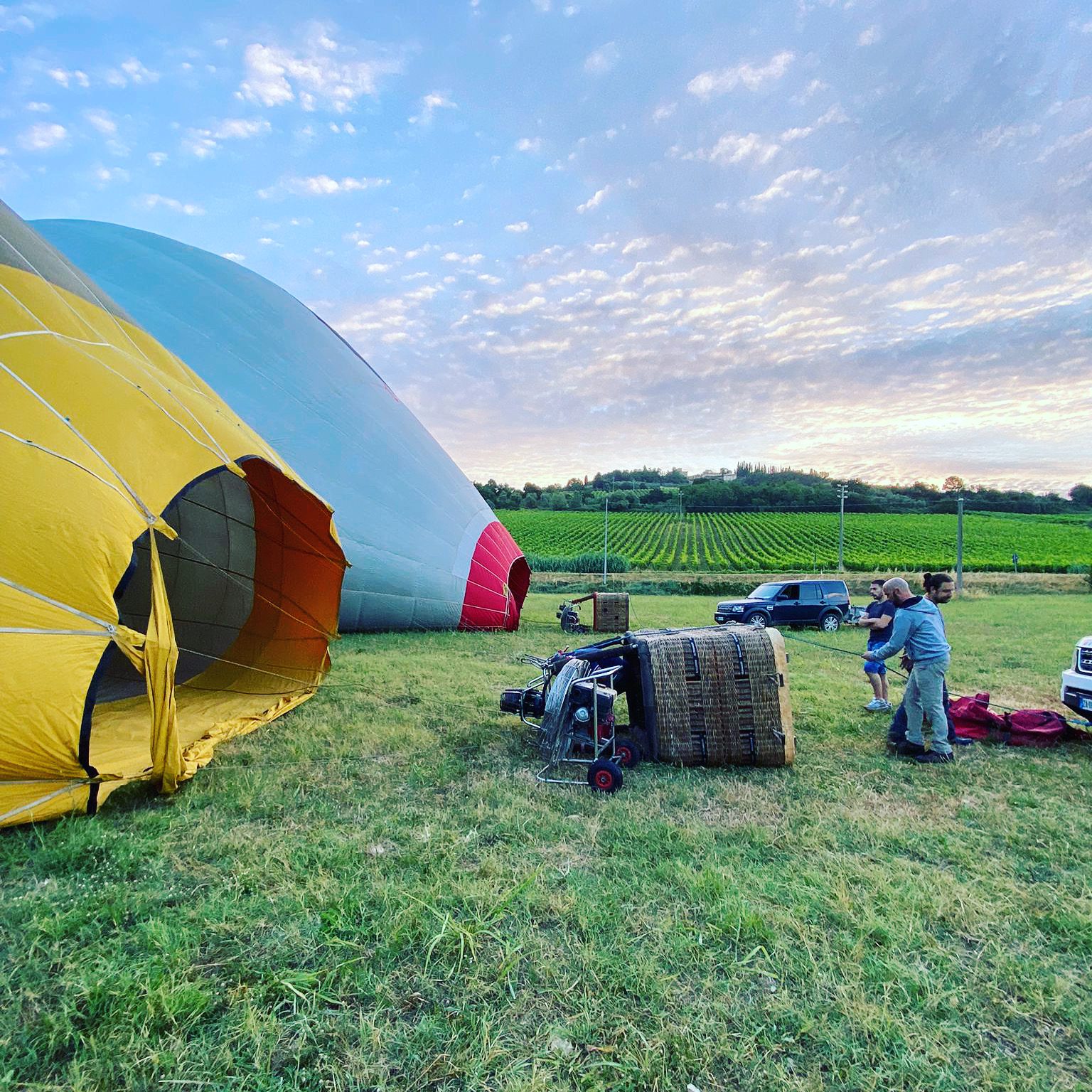 A behind the scenes look at the preparation for a hot air balloon flight